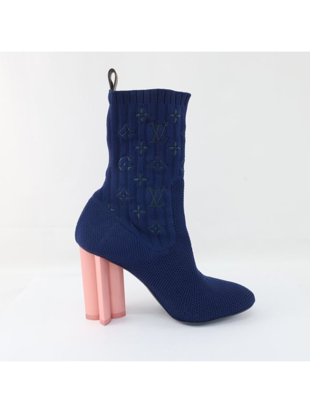 Louis Vuitton Knit Boots Ankle Sock Navy Pink - Picture 2 of 10